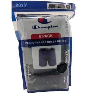Boys Champion 5 Pack Performance Boxer‎ Briefs XL 16 Moisture Wicking Stretch